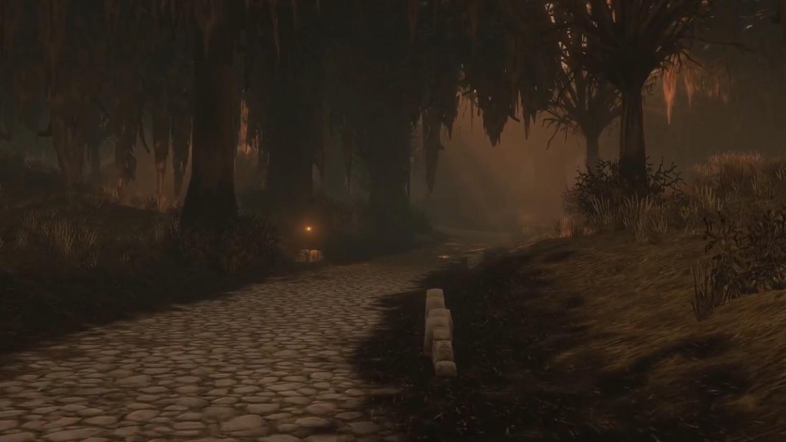 Dustwallow Marsh — Dustwallow Marsh cobbled road: warm filtered light and low fog versus Classic's flat tone. — Forever