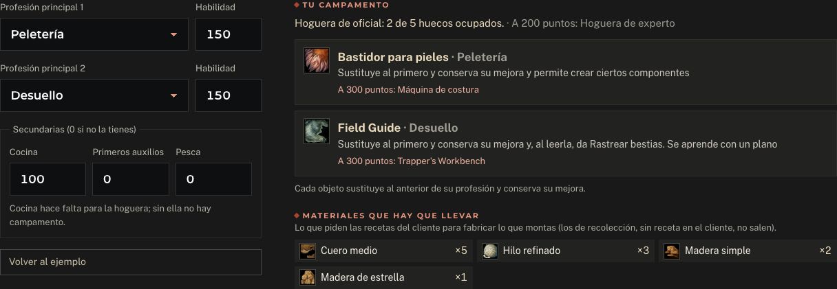 Planificador de campamento