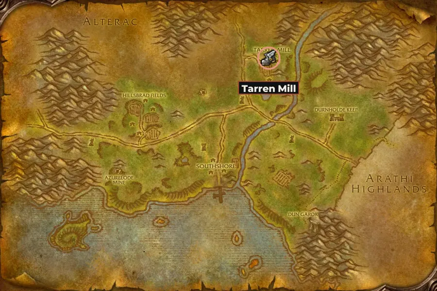 Map of Hillsbrad Foothills with the route's towns marked