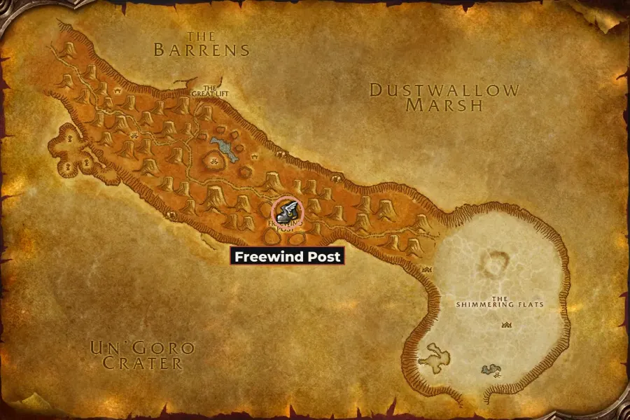 Map of Thousand Needles with the route's towns marked