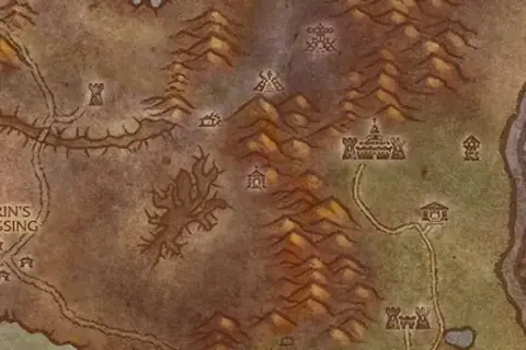 Recorte del mapa de Tierras de la Peste del Este con la posición del libro