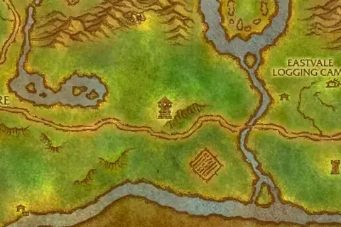 Recorte del mapa de Bosque de Elwynn con la posición del libro