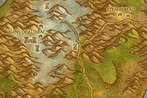 Recorte del mapa de Montañas de Alterac con la posición del libro